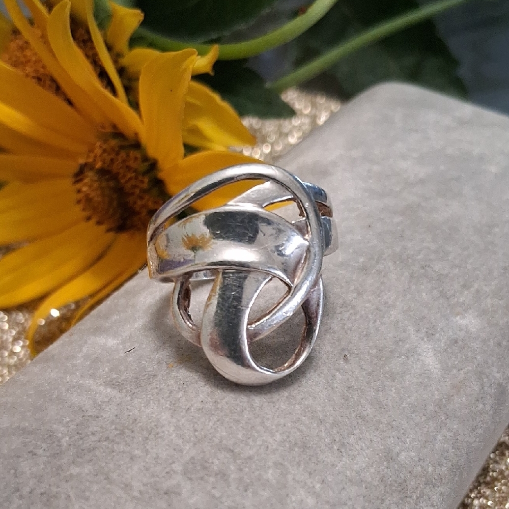 Labyrinth Of Life Silver Knot Ring